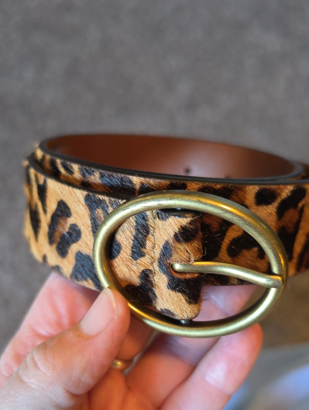 AWESOME LEOPARD Cowhide Leather Calf Hide Fur Belt